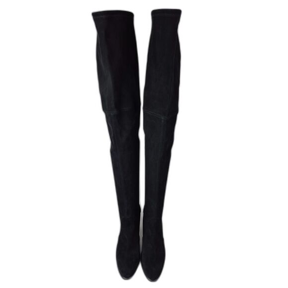 Stuart Weitzman Women's Black Highland Heel Suede Over The Knee Boots Size 9 B - Picture 5 of 7
